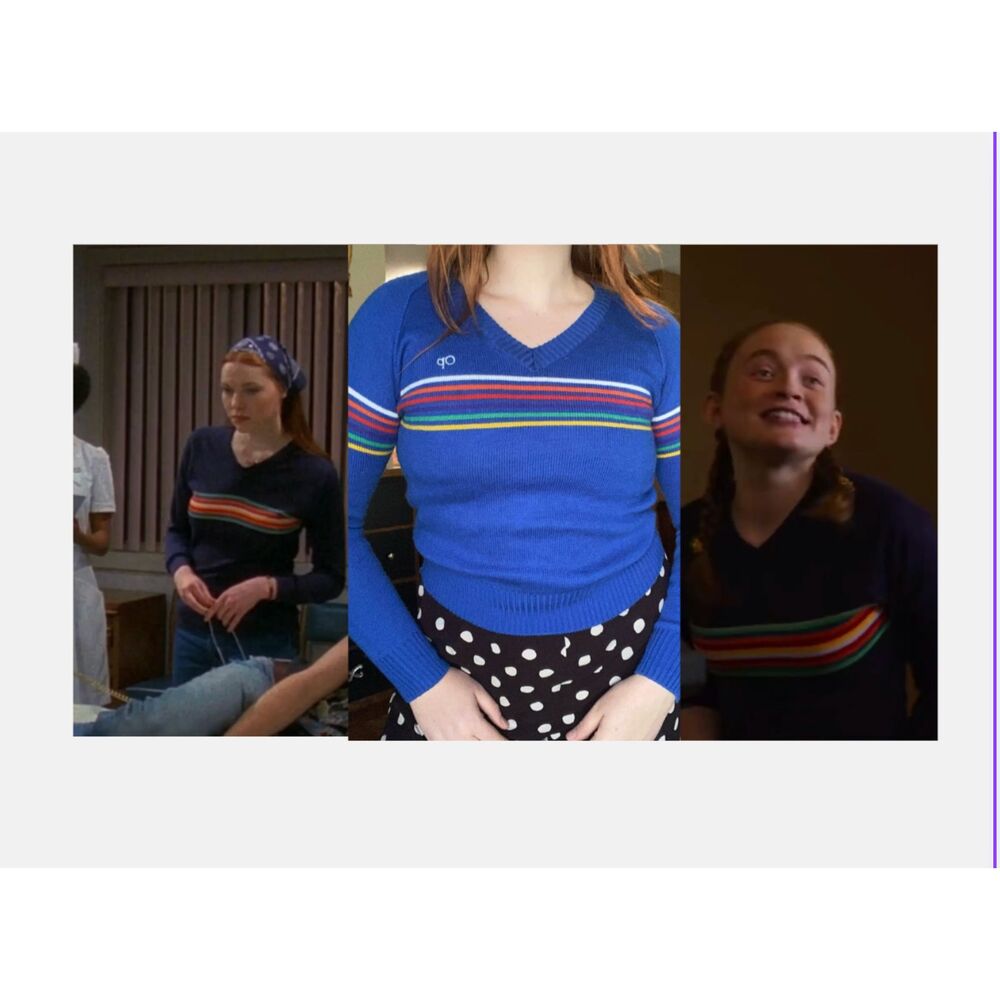 ASO That 70's Show Vintage OP Retro Rainbow Stripe 80s Sweater
